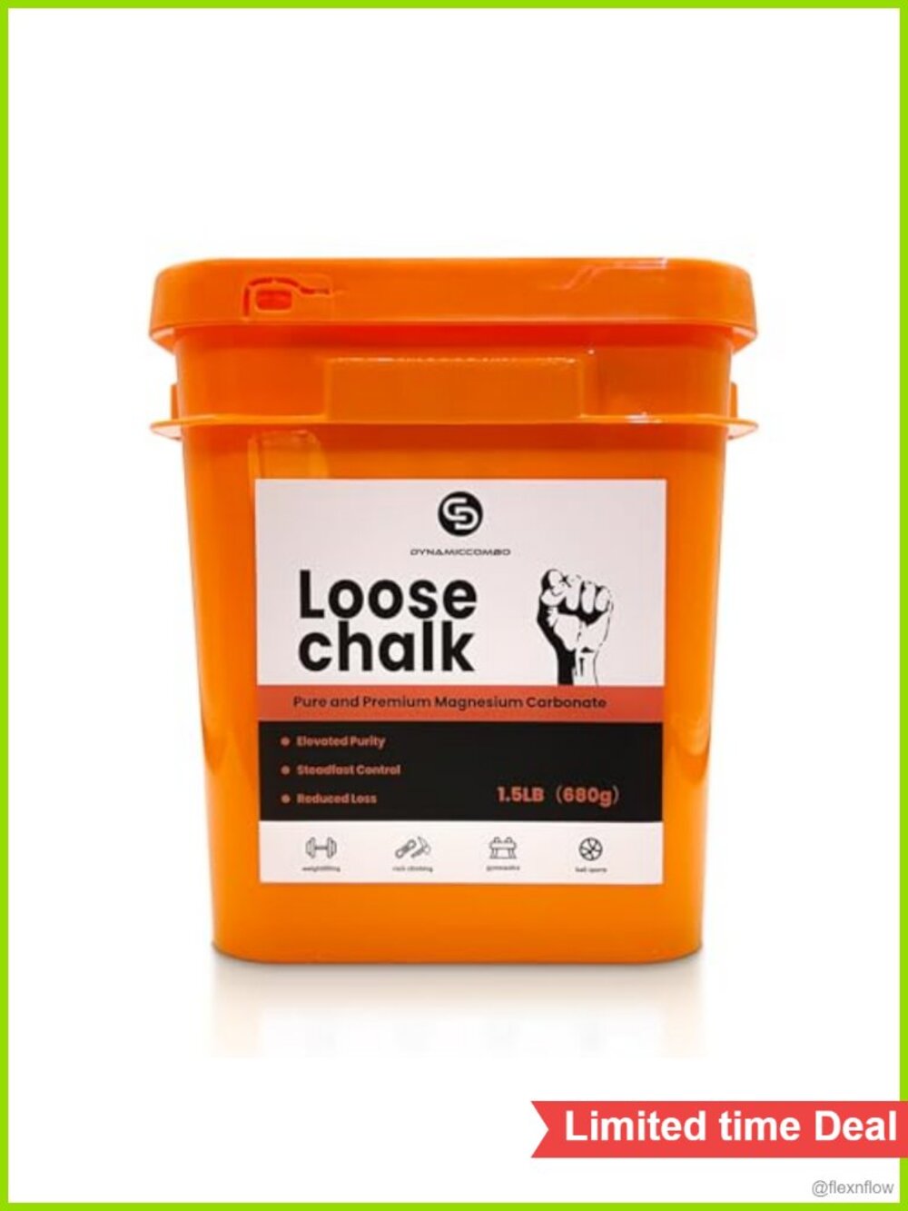 1.5lb Gym Chalk Powder Bucket with Refillable Sock and Scoop